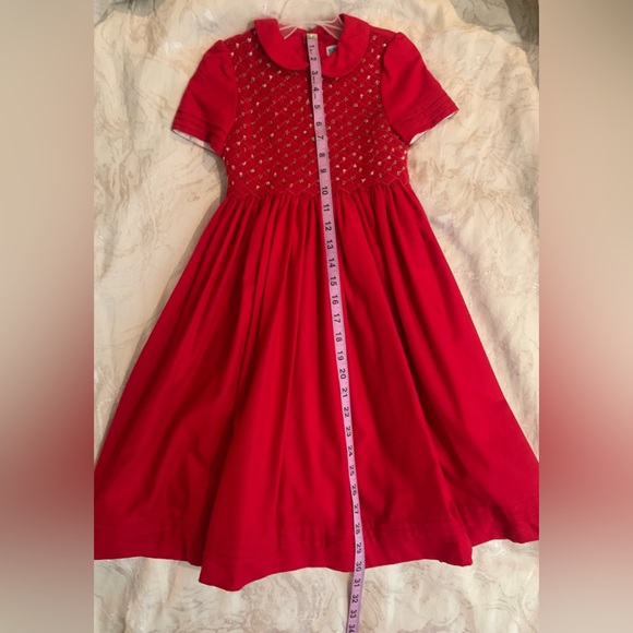 Luli & Me Girls 6 Smocked Floral Red Dress - Picture 10 of 13